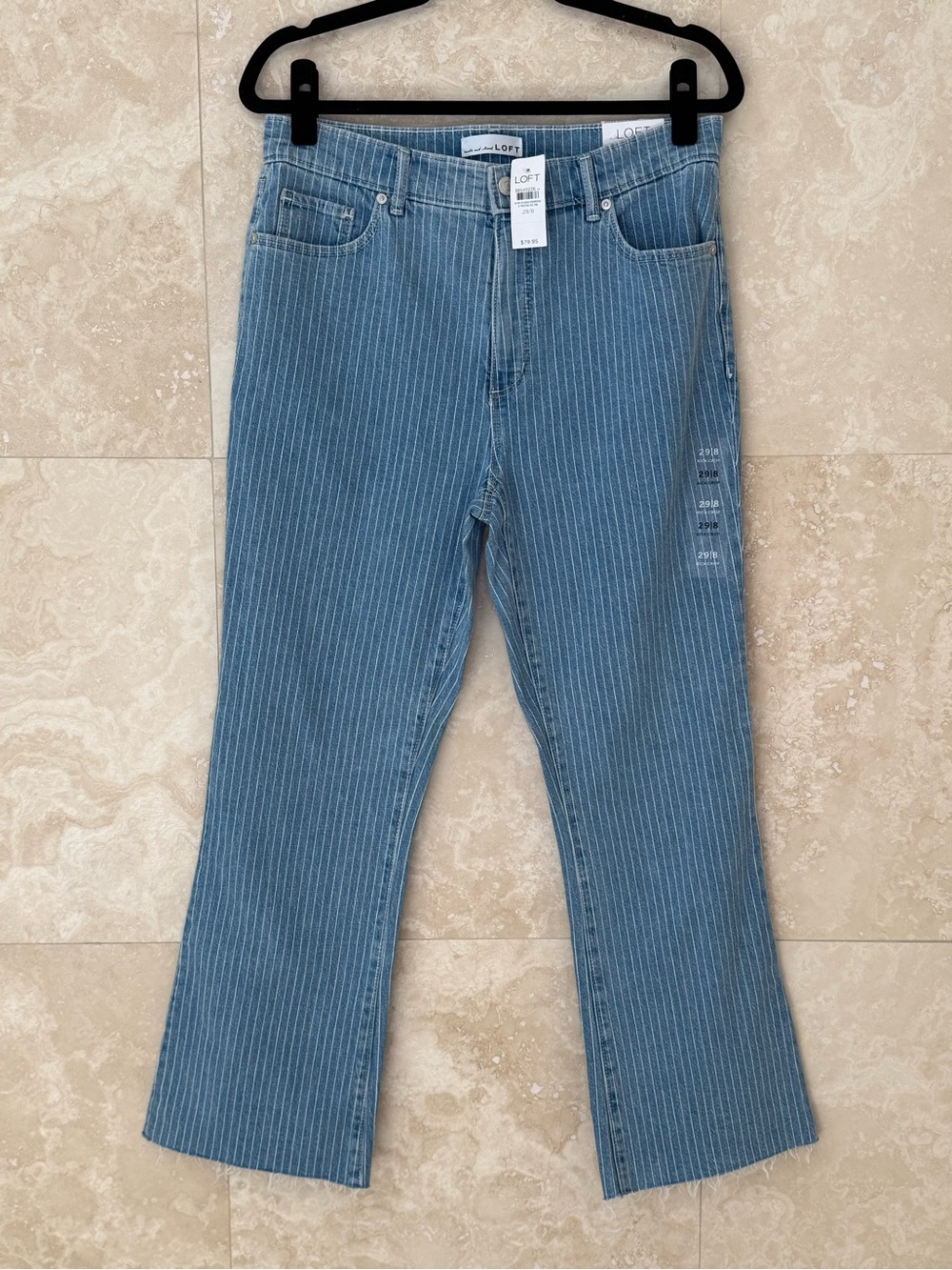 LOFT The Kick Crop High Rise Pinstripe Jeans (Size 29/8) NWT